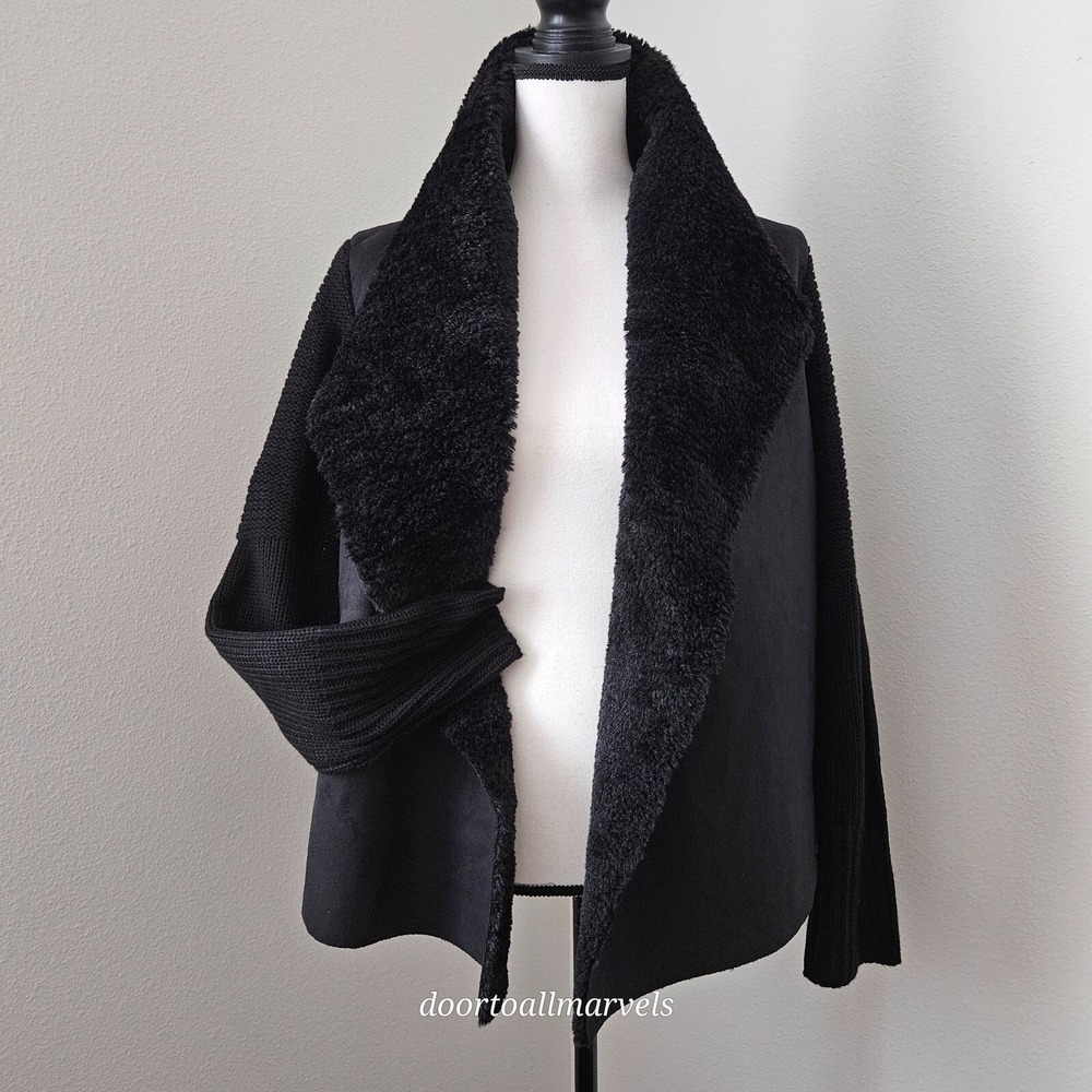 Chelsea & Theodore Faux Suede Jacket Cardigan Boho Minimalist Women sz Large NWT